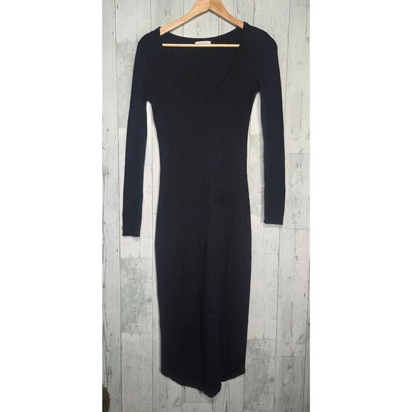 Z Supply Zoey Waffle Knit Dress Black Sz. XS - Picture 3 of 8